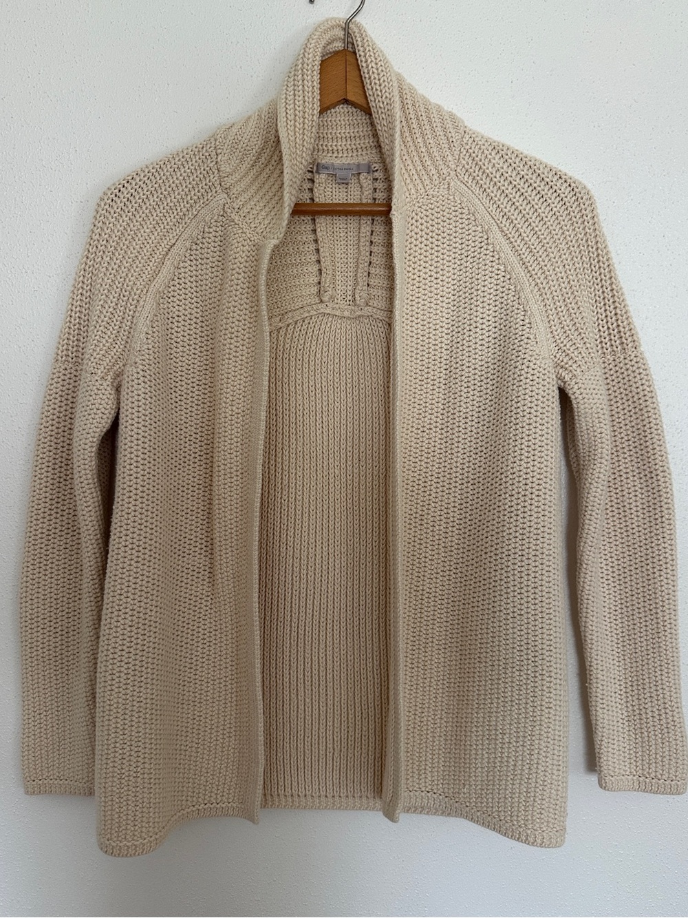 GAP Cream Open-Front Chunky Knit Cardigan
